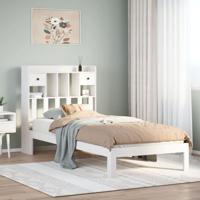 Bed met boekenkast zonder matras grenenhout wit 90x190 cm - thumbnail