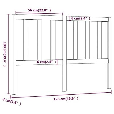 Hoofdbord 126x4x100 cm massief grenenhout grijs