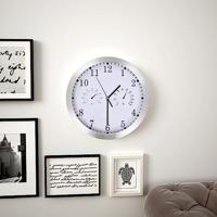 VidaXL Wandklok met quartz-mechanisme hygrometer thermometer 30 cm wit - thumbnail