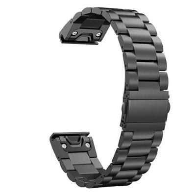 By Qubix - Stalen schakelband - Zwart - Compatible met Garmin Fenix 8-51mm - Compatible Garmin bandje