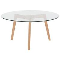 Beliani - MINNESOTA - Salontafel - Lichte houtkleur - Glas - thumbnail