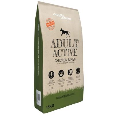 VidaXL Premium hondenvoer droog adult active chicken & fish 15kg