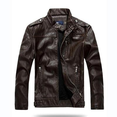Mannen plus Velvet motorfiets jas jas (kleur: koffie maat: 4XL) Mannen plus Velvet motorfiets jas jas (kleur: koffie maat: 4XL)