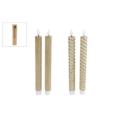 LED Kaarsen Moving Light + Timer 2 Stuks Goud Assorti