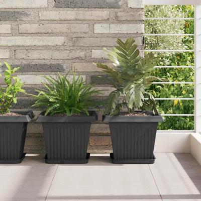 Vierkante Bloempot 24 pcs Zwart 28,5 x 28,5 x 22 cm Kunststof