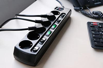 Brennenstuhl stekkerdoos | 6-voudig | met 2 meter kabel | zwart - 1153110116 - thumbnail