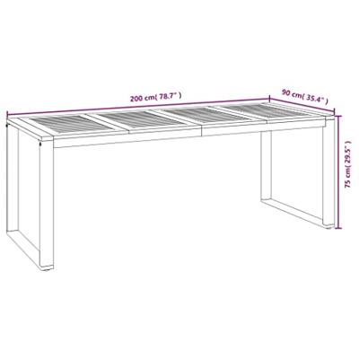 Tuintafel met U-vormige poten 200x90x75 cm massief acaciahout