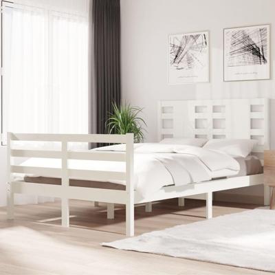 Bedframe zonder matras massief grenenhout wit 120x200 cm