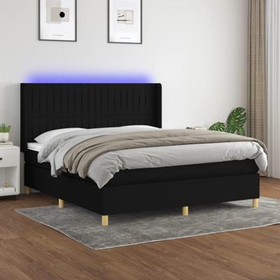 Boxspring met matras en LED stof zwart 180x200 cm