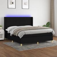 Boxspring met matras en LED stof zwart 180x200 cm - thumbnail