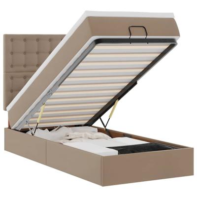 Ottomaanse bed met matras 90x200cm kunstleer cappuccinokleurig