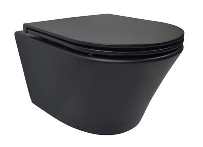 Wiesbaden Vesta Rimless Wandcloset Mat Zwart Met Flatline Toiletzitting Softclose En Quick Release Mat Zwart