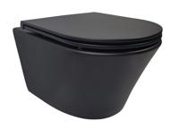 Wiesbaden Vesta Rimless Wandcloset Mat Zwart Met Flatline Toiletzitting Softclose En Quick Release Mat Zwart - thumbnail