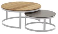 Stonic Set Of 2 Coffee Tables 80cm And 60cm With Teak/Ceramic - thumbnail