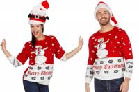 Kersttrui rood sneeuwman - thumbnail