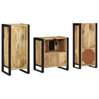Badkamermeubelset met plank 3 pcs Bruin Massief Mango Hout - thumbnail