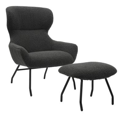 Artistiq Fauteuil 'Ashten' Met hocker, Teddy, kleur Antraciet