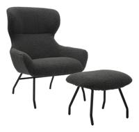Artistiq Fauteuil 'Ashten' Met hocker, Teddy, kleur Antraciet - thumbnail