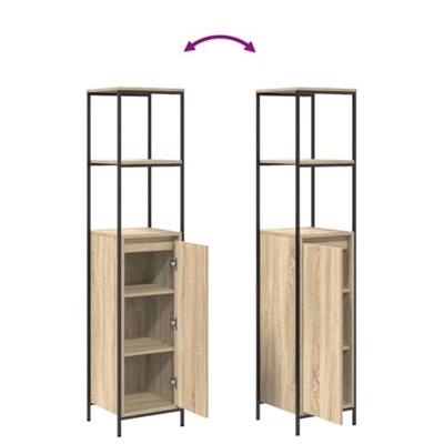 Badkamermeubelset 3 pcs Sonoma Eiken en Zwart Bewerkt hout