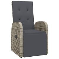 Tuinstoelen 2 st verstelbaar met kussens poly rattan grijs - thumbnail