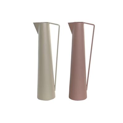 Vaas DKD Home Decor 15 x 11 x 45 cm Beige Roze Ijzer (2 Stuks)