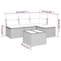 5-delige Loungeset met kussens poly rattan beige - thumbnail