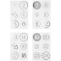Vivi Gade Kerstkalender cijfer stickers, d 40 mm, vel 9x14 cm, zilver, wit, 4 vel/ 1 doos - thumbnail