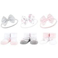 Hudson Baby Infant Girl Headband and Socks Giftset, Basic Pink Floral, One Size - thumbnail