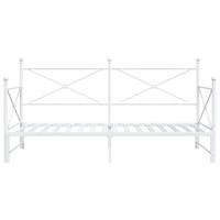 Slaapbank met onderschuifbed zonder matras 100x190 cm staal wit - thumbnail