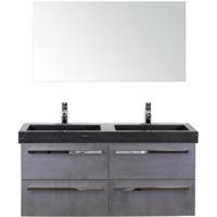 Seville Badmeubelset 120 cm - 4 Laden Beton Antrac - Wastafel Hardsteen Wit Lucca met Spiegel - thumbnail