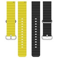 Ocean Style bandje - Zwart / geel - Garmin Vivoactive 6 / Vivoactive 5 / Vivoactive 3 - thumbnail