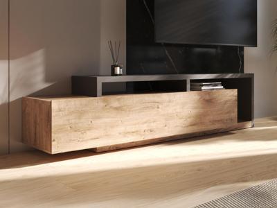 Tv-meubel BOTSWANA 2 lades 2 opbergvakken antraciet/ribbec eikenhout