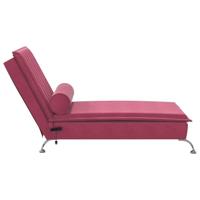 Massage chaise longue met bolster fluweel wijnrood - thumbnail