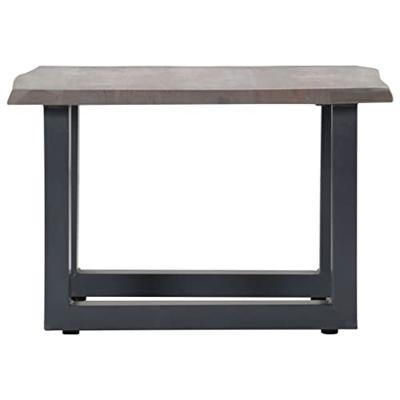 Salontafel met natuurlijke randen 60x60x40 cm acaciahout grijs - thumbnail