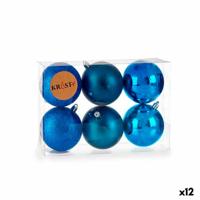 Set kerstballen Blauw Plastic 7 x 8 x 7 cm (12 Stuks) - thumbnail