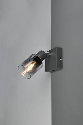 Trio Zwart wandlampjeCadiz met smoke glas - R81781042