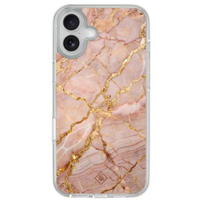 iPhone 16 hybride hoesje - Rose gold marble