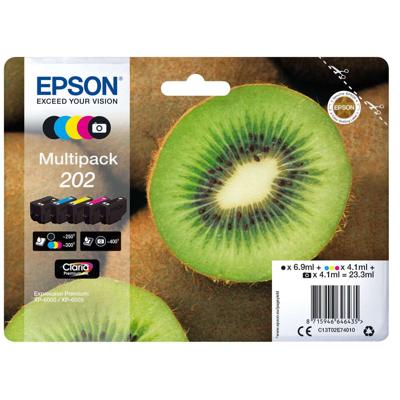Epson Inktcartridge T02E7, 202 Origineel Combipack Zwart, Foto zwart, Cyaan, Magenta, Geel C13T02E74010