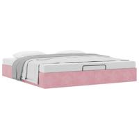 Ottoman bedframe zonder matras 200x200 cm fluweel roze - thumbnail