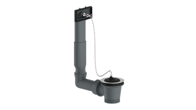 Kirchhoff ECO-SAVE kunststof gootsteenafvoer en overloopgarnituur, grijs, 1 1/2"ET x 70 mm, in hoogte verstelbaar, overloop aan de zijkant - 98834149