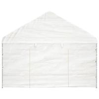 Prieel met dak 15,61x4,08x3,22 m polyetheen wit - thumbnail