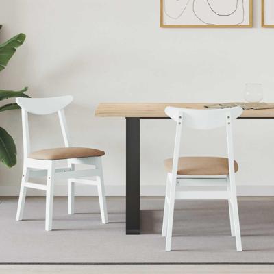 Eettafelstoelen 2 pcs Wit 42 x 47.5 x 81 cm Massief Rubberhout