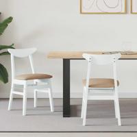 Eettafelstoelen 2 pcs Wit 42 x 47.5 x 81 cm Massief Rubberhout - thumbnail