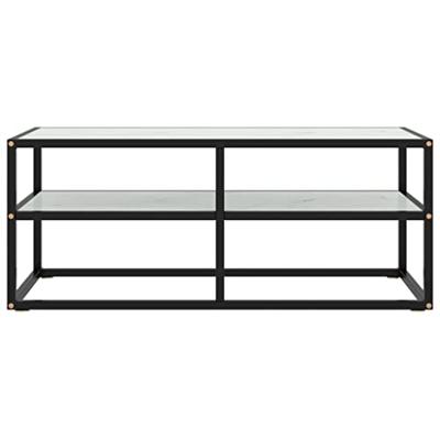 Tv-meubel met wit marmerglas 100x40x40 cm zwart