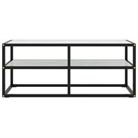 Tv-meubel met wit marmerglas 100x40x40 cm zwart - thumbnail