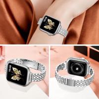 Stalen slim fit band - Sterrenlicht / Starlight - Geschikt voor Apple watch 38mm / 40mm / 41mm / 42mm - thumbnail