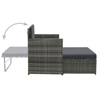 2-delige Loungeset met kussens poly rattan grijs - thumbnail