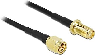 Delock WiFi-antenne Aansluitkabel [1x SMA-stekker - 1x SMA-bus] 5 m Zwart
