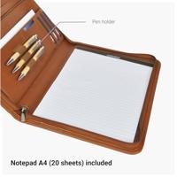 Schrijfmap DESQ A4 kunstleder met rits bruin - thumbnail