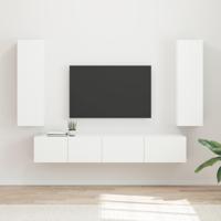 Tv-meubelset Wandgemonteerd 3 pcs Wit Bewerkt hout - thumbnail